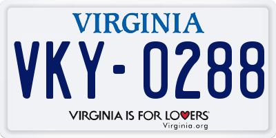 VA license plate VKY0288