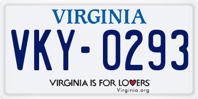 VA license plate VKY0293