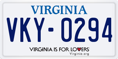 VA license plate VKY0294