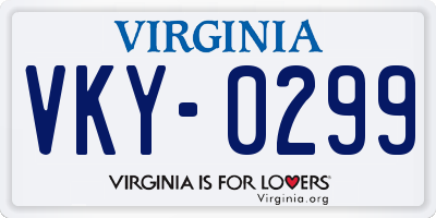 VA license plate VKY0299