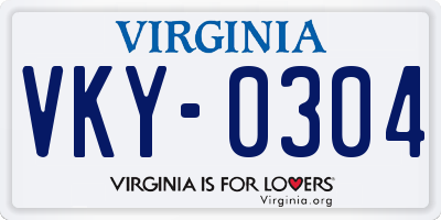VA license plate VKY0304