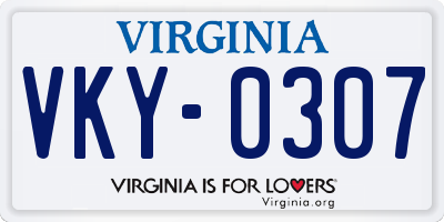 VA license plate VKY0307