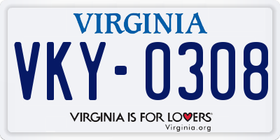 VA license plate VKY0308