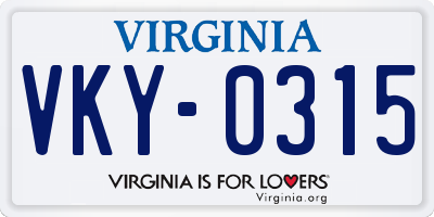 VA license plate VKY0315