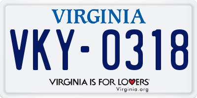 VA license plate VKY0318