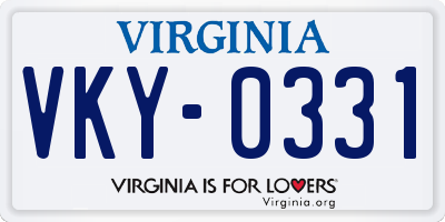 VA license plate VKY0331