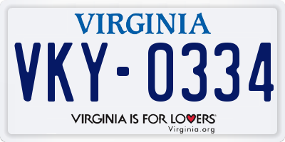 VA license plate VKY0334