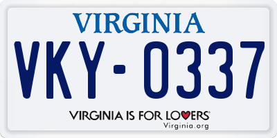 VA license plate VKY0337