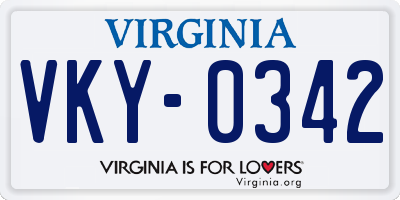 VA license plate VKY0342