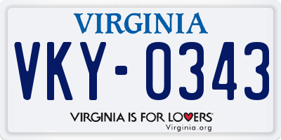 VA license plate VKY0343