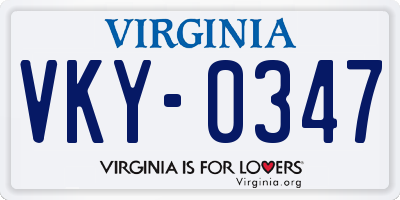 VA license plate VKY0347