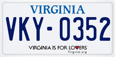 VA license plate VKY0352