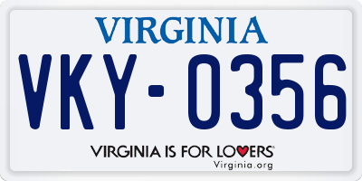 VA license plate VKY0356