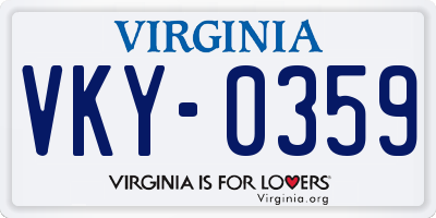 VA license plate VKY0359