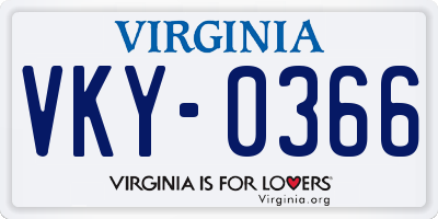 VA license plate VKY0366