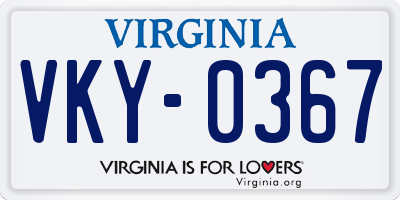 VA license plate VKY0367