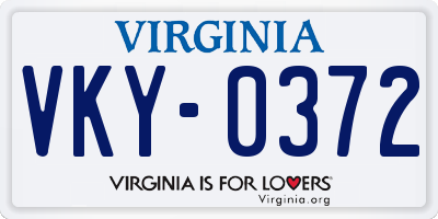 VA license plate VKY0372