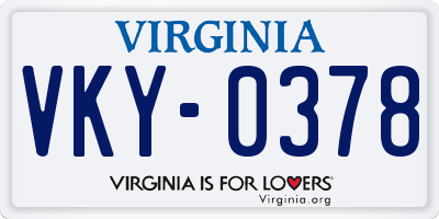 VA license plate VKY0378