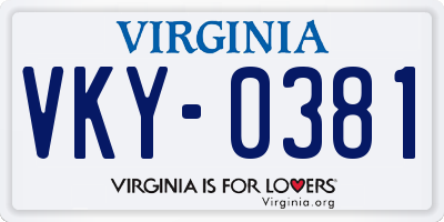 VA license plate VKY0381