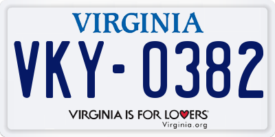 VA license plate VKY0382