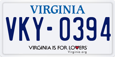 VA license plate VKY0394
