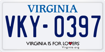 VA license plate VKY0397