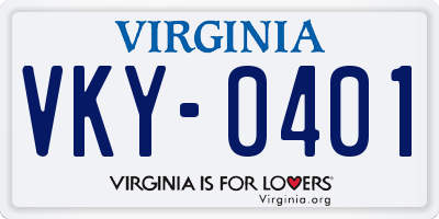 VA license plate VKY0401