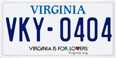 VA license plate VKY0404