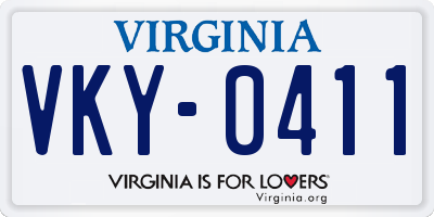 VA license plate VKY0411