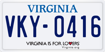 VA license plate VKY0416