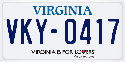 VA license plate VKY0417