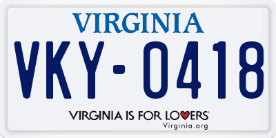 VA license plate VKY0418