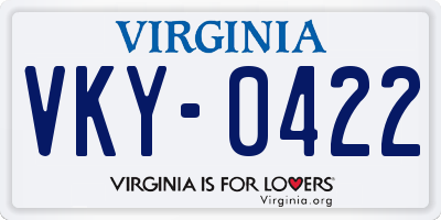 VA license plate VKY0422