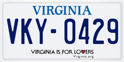 VA license plate VKY0429