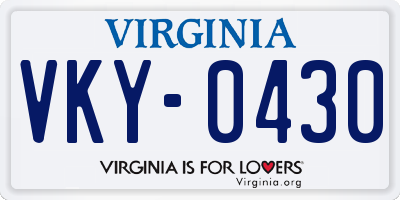 VA license plate VKY0430