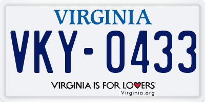 VA license plate VKY0433