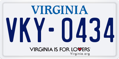VA license plate VKY0434