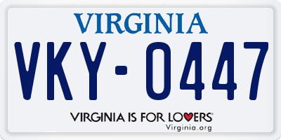 VA license plate VKY0447