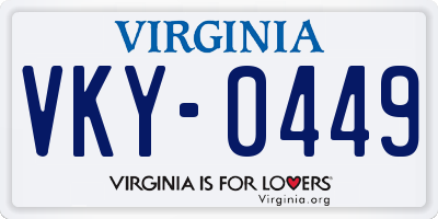 VA license plate VKY0449