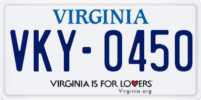 VA license plate VKY0450