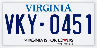 VA license plate VKY0451