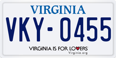 VA license plate VKY0455