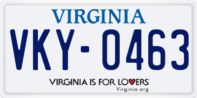 VA license plate VKY0463