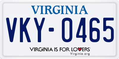 VA license plate VKY0465