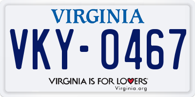 VA license plate VKY0467