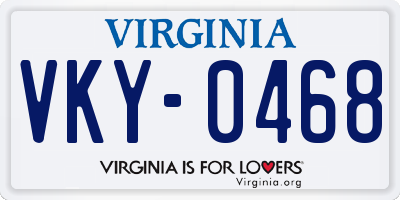 VA license plate VKY0468
