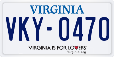 VA license plate VKY0470
