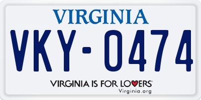 VA license plate VKY0474