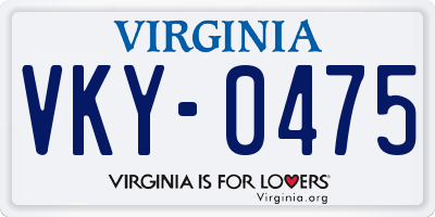 VA license plate VKY0475