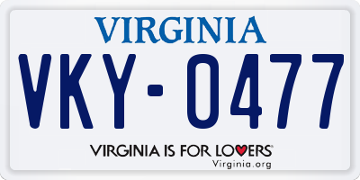 VA license plate VKY0477